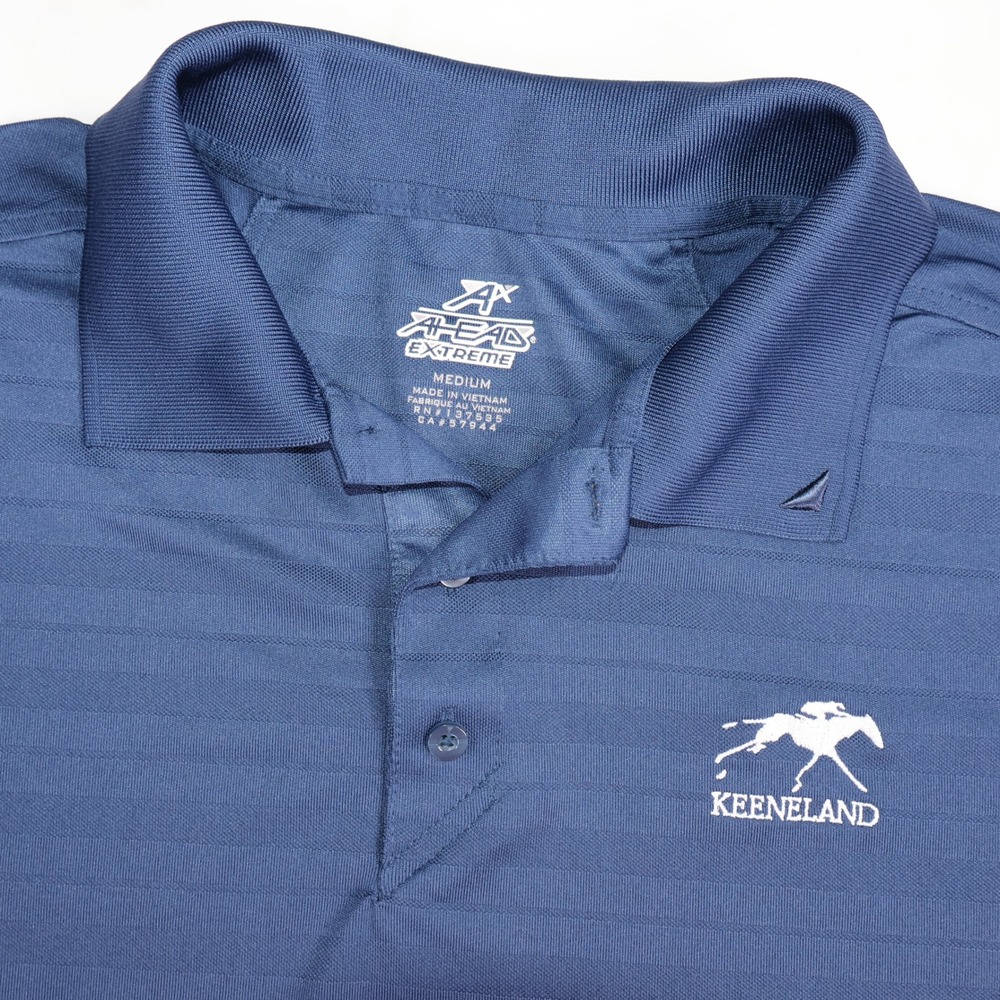 Ahead Extreme Mens Navy Keeneland Racetrack Polo Shirt Medium Kentucky Horses